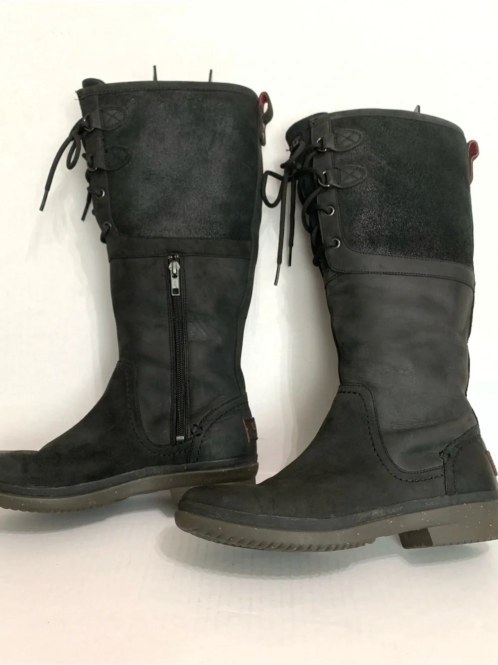 UGG Women's Size 8.5 Elsa Black Waterproof Tall Leather Boots 1008438